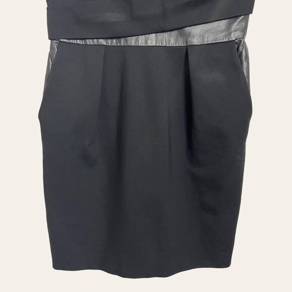 The Kooples Black Vinyl Faux Leather Trim Mini Dress Size M - Picture 6 of 9